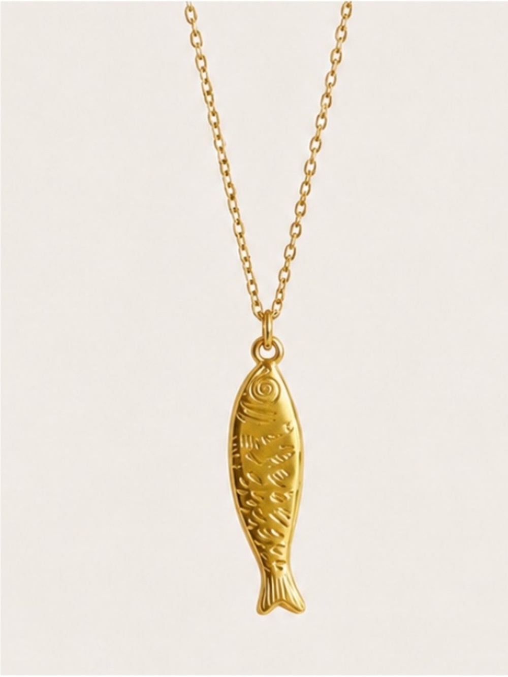 New! 18K Gold Plated Coastal Sardine Fish Pendant Necklace NWOT